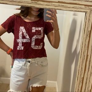 RED CROP TOP ABERCROMBIE AND FITCH SIZE S